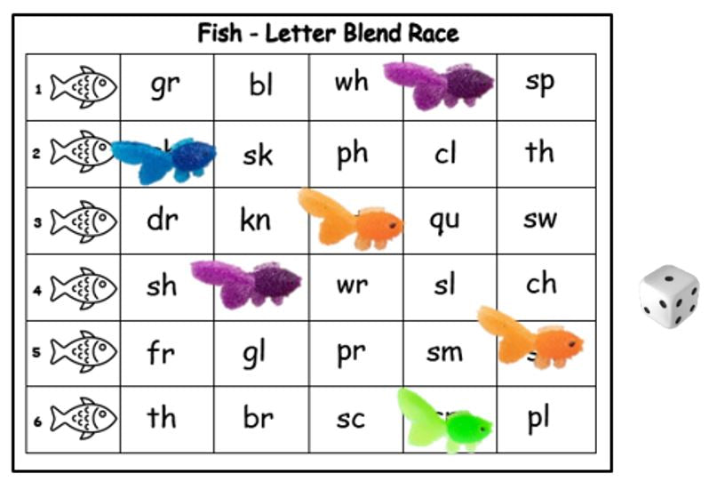 Letter Blends Race Literacy Game Kids