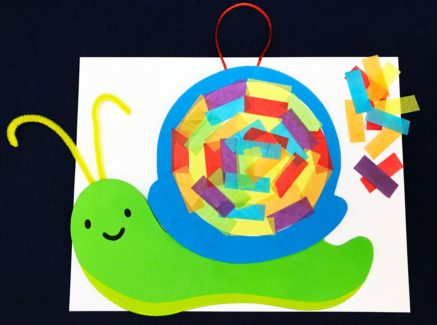 Snail tissue paper collage art activity for kids. 