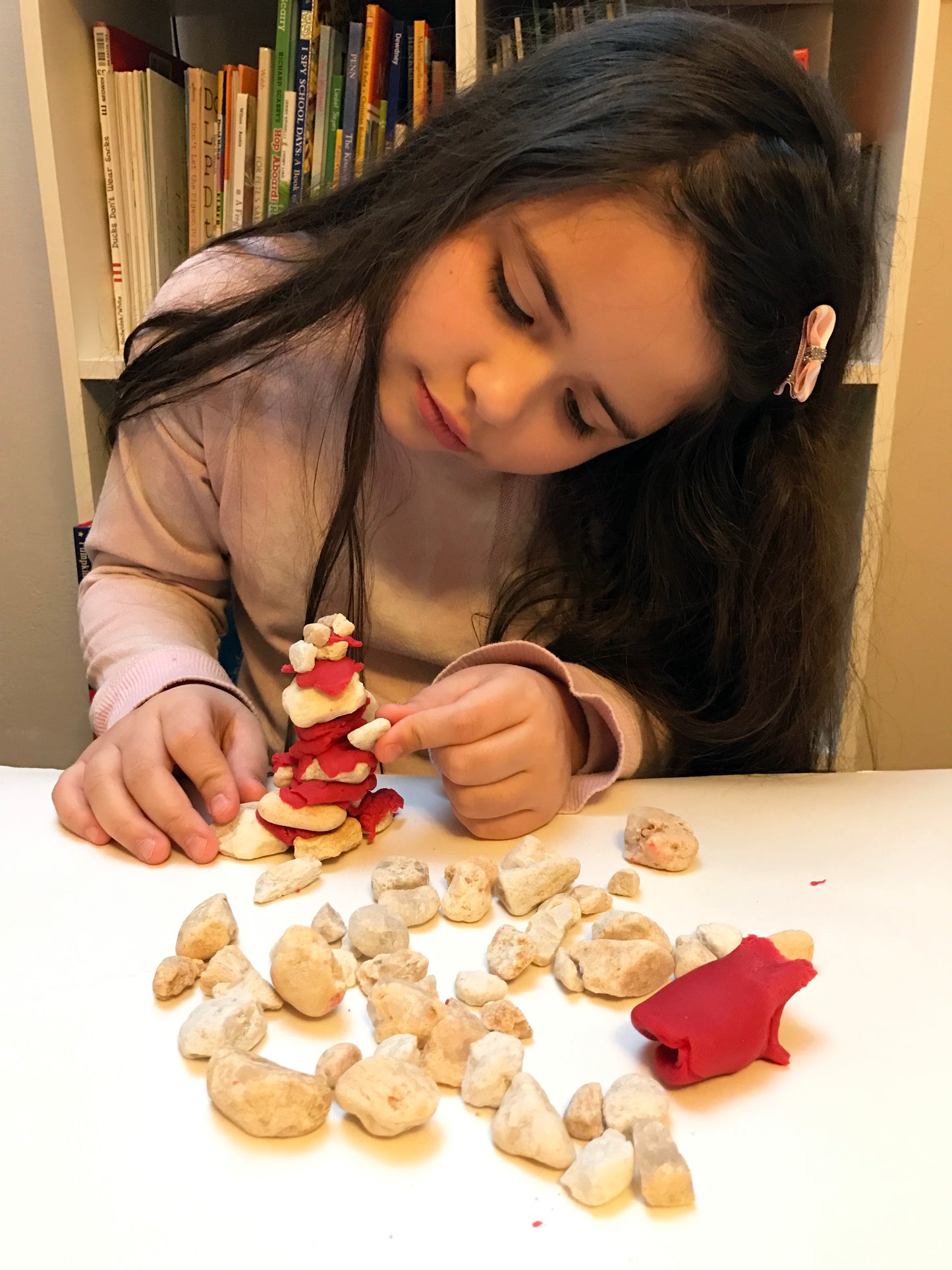 Rock sculpture using play dough 