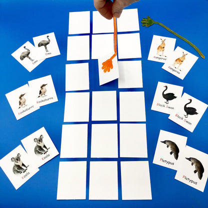 Australian Animal Matching game with sticky hand