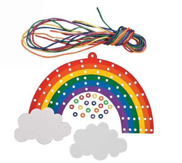 Rainbow art craft with beads lacing