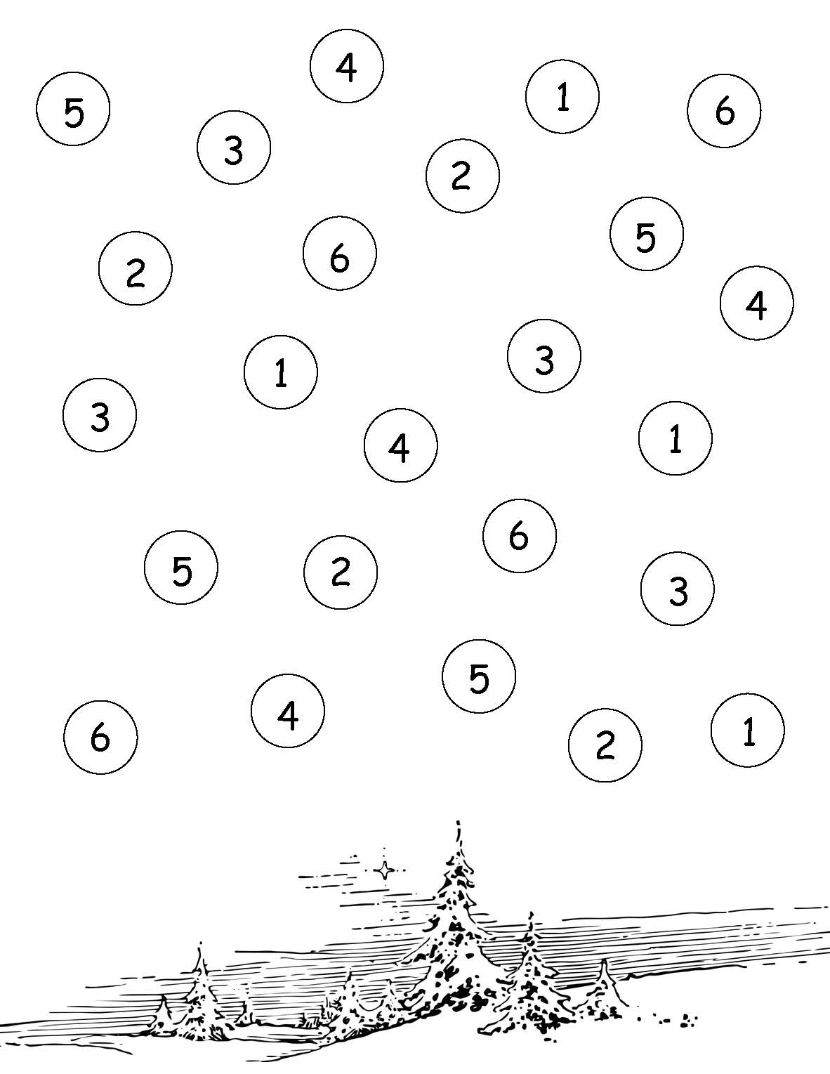 Roll a number and cover board - winter math game